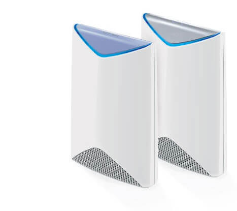 Orbi Pro (SRK60) 基本兩件一組覆蓋百坪空間， 還可以依環境需求 搭配各式訊號延伸衛星使用。