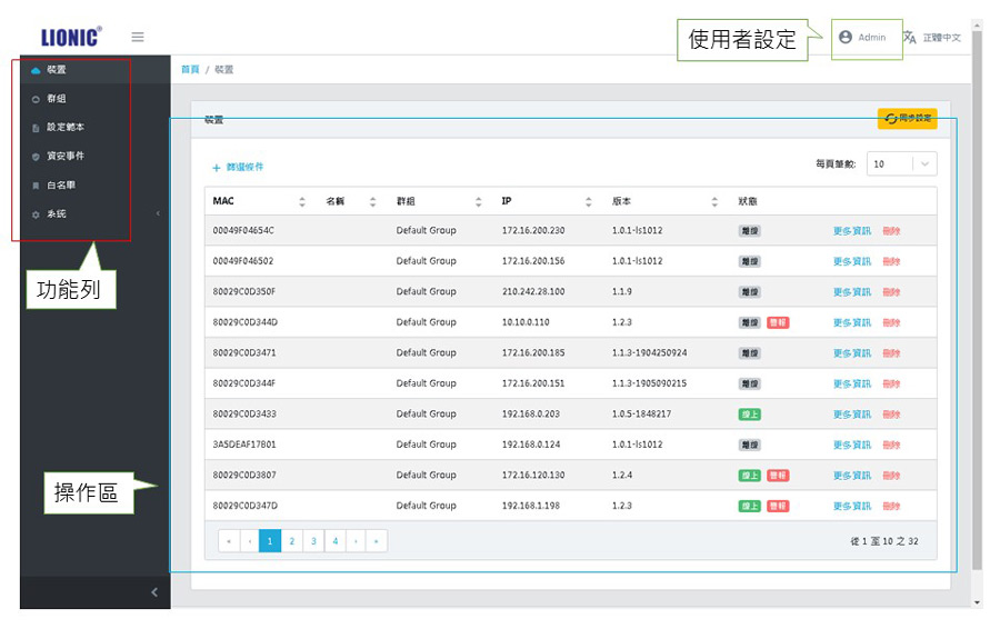 Pico-UTM-100中央管理系統