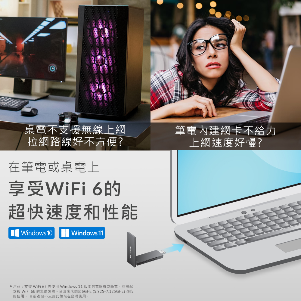 在筆電或桌機上享受WiFi-6的超快速度與性能