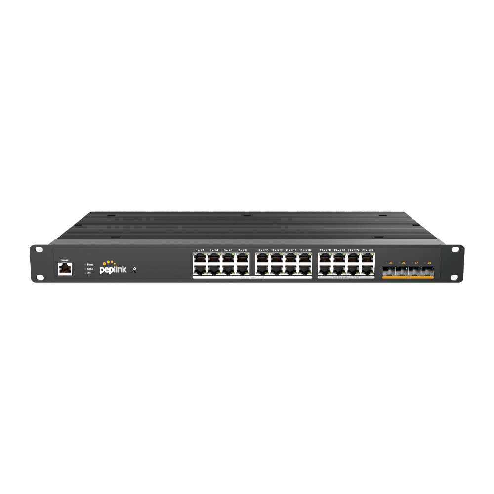 Peplink 24埠1G/2.5G PoE 工業級交換器 (PLS-R-24-H2G)