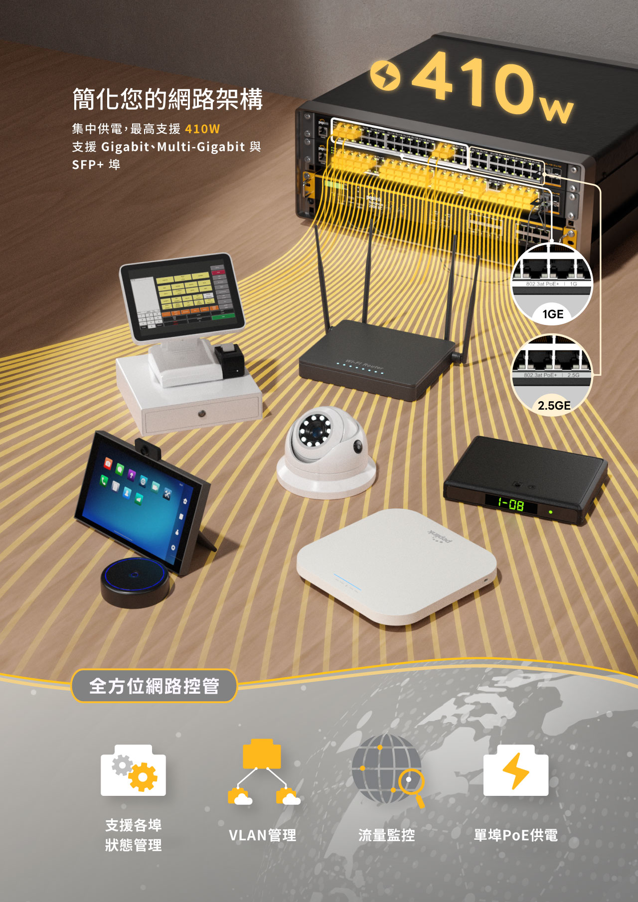 Peplink 24埠1G/2.5G PoE交換器 (PLS-24-H2G)