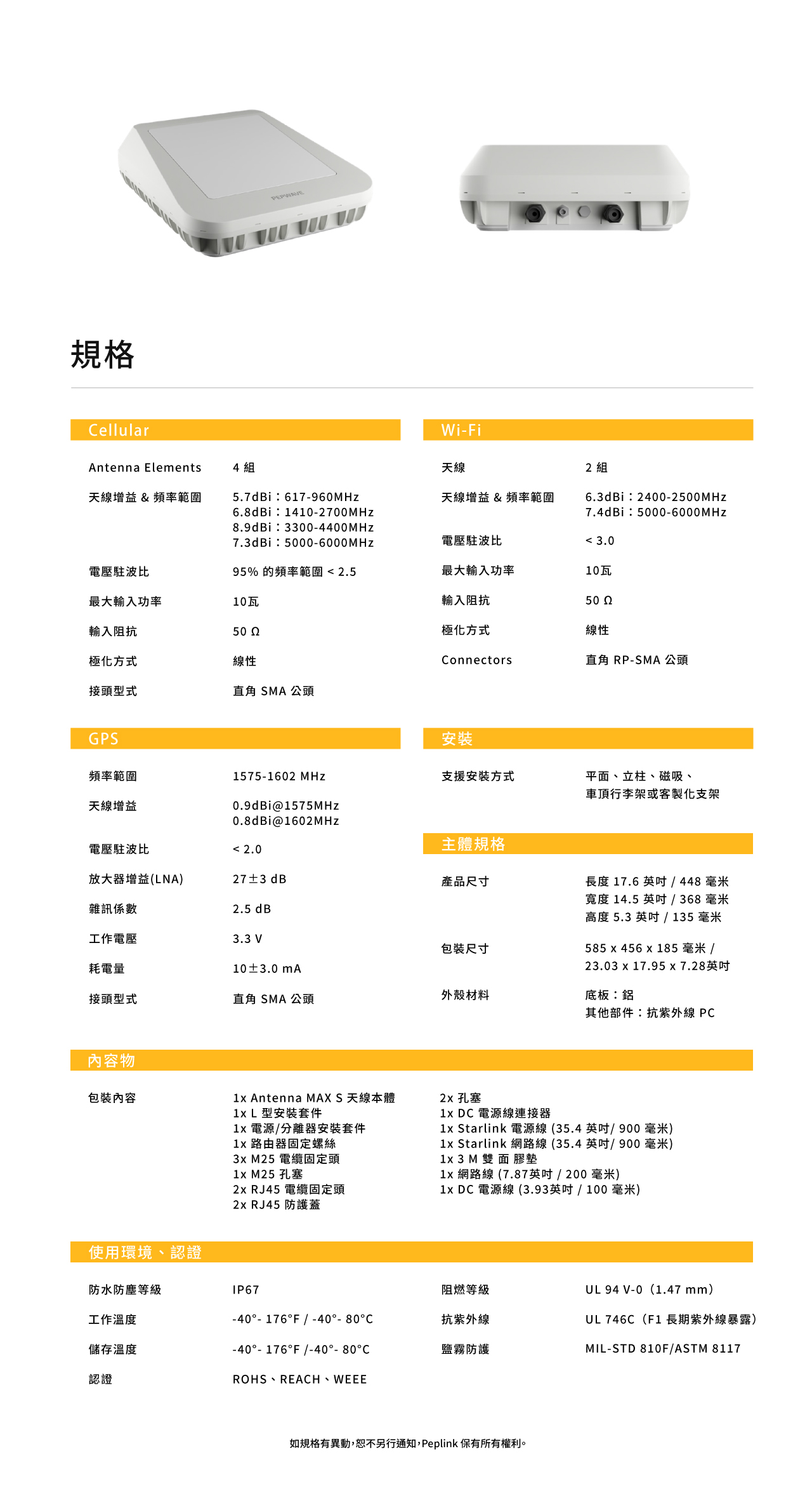 Peplink Antenna MAX S-規格