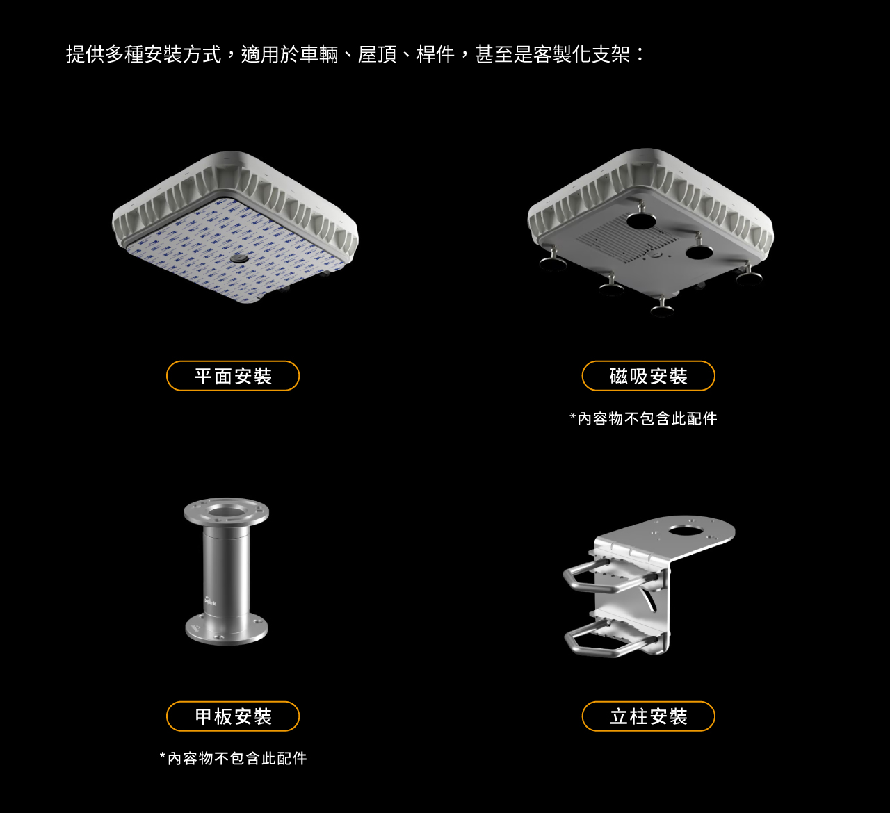 Peplink Antenna MAX S-支援安裝方式-平面、立柱、磁吸、車頂行李架或客製化支架